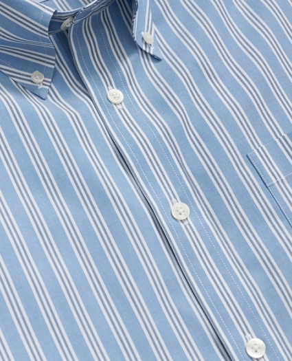 Stretch Cotton Non-Iron Polo Button Down Collar, Striped Shirt, image 2