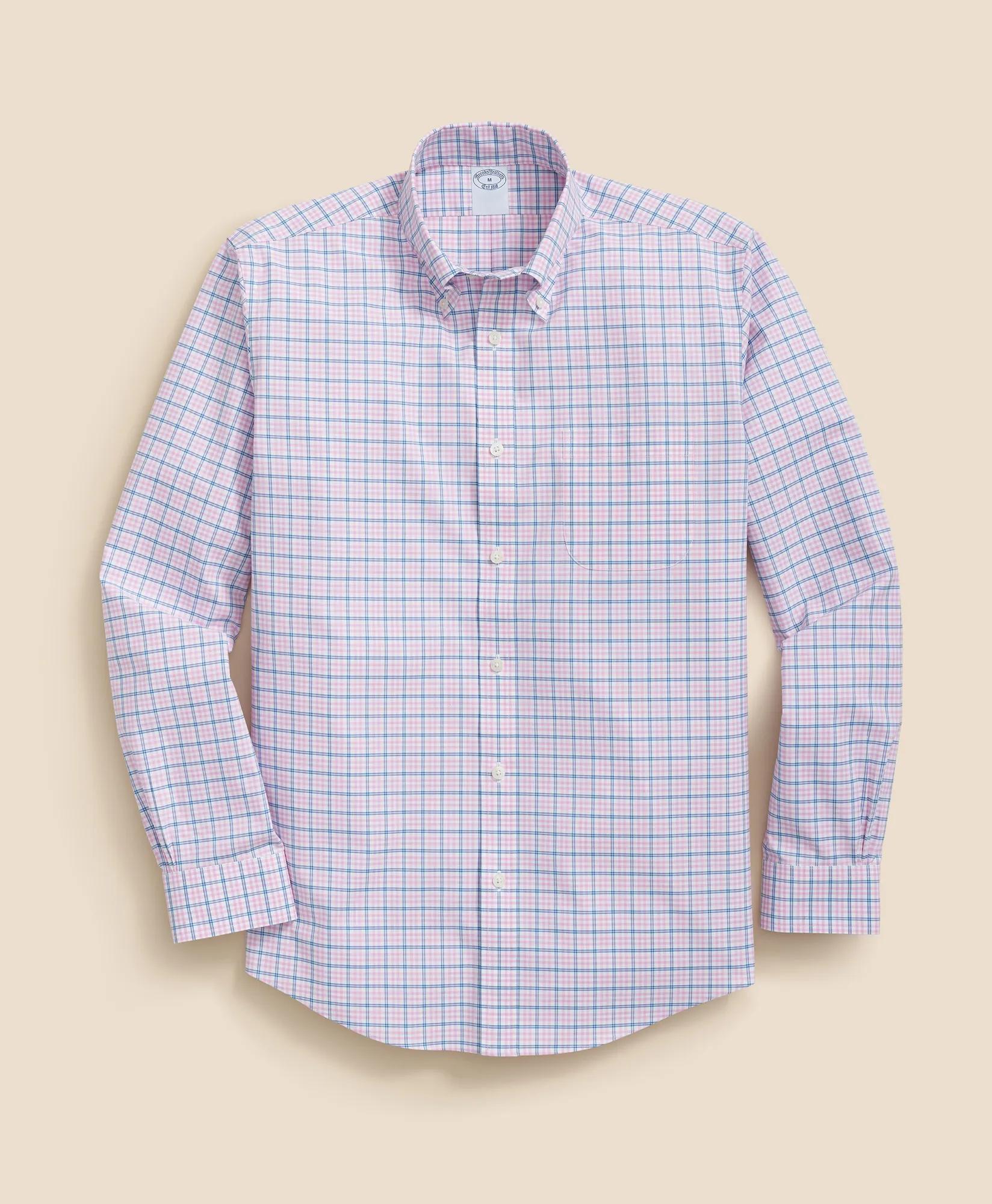Stretch Cotton Non-Iron Polo Button Down Collar, Graph Check Shirt, image 1