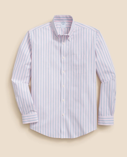 Stretch Cotton Non-Iron Polo Button Down Collar, Striped Shirt, image 1