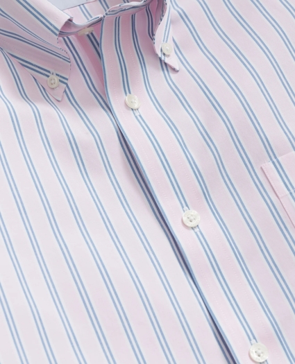 Stretch Cotton Non-Iron Polo Button Down Collar, Striped Shirt, image 2