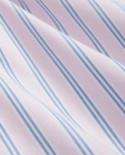 Stretch Cotton Non-Iron Polo Button Down Collar, Striped Shirt