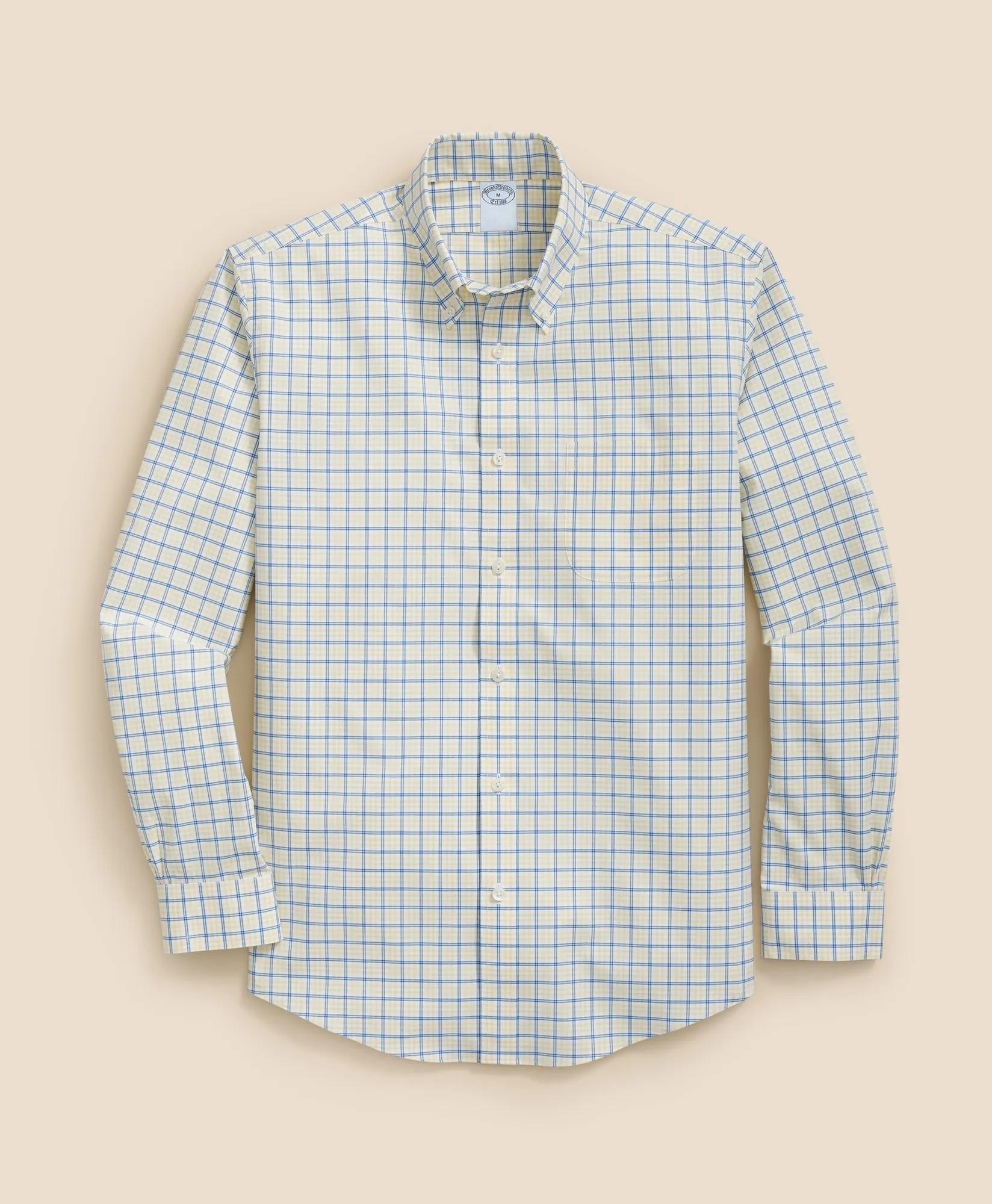 Stretch Cotton Non-Iron Polo Button Down Collar, Graph Check Shirt, image 1
