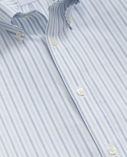 Stretch Cotton Non-Iron Oxford Polo Button-Down Collar, Alternating Stripe Shirt, image 2