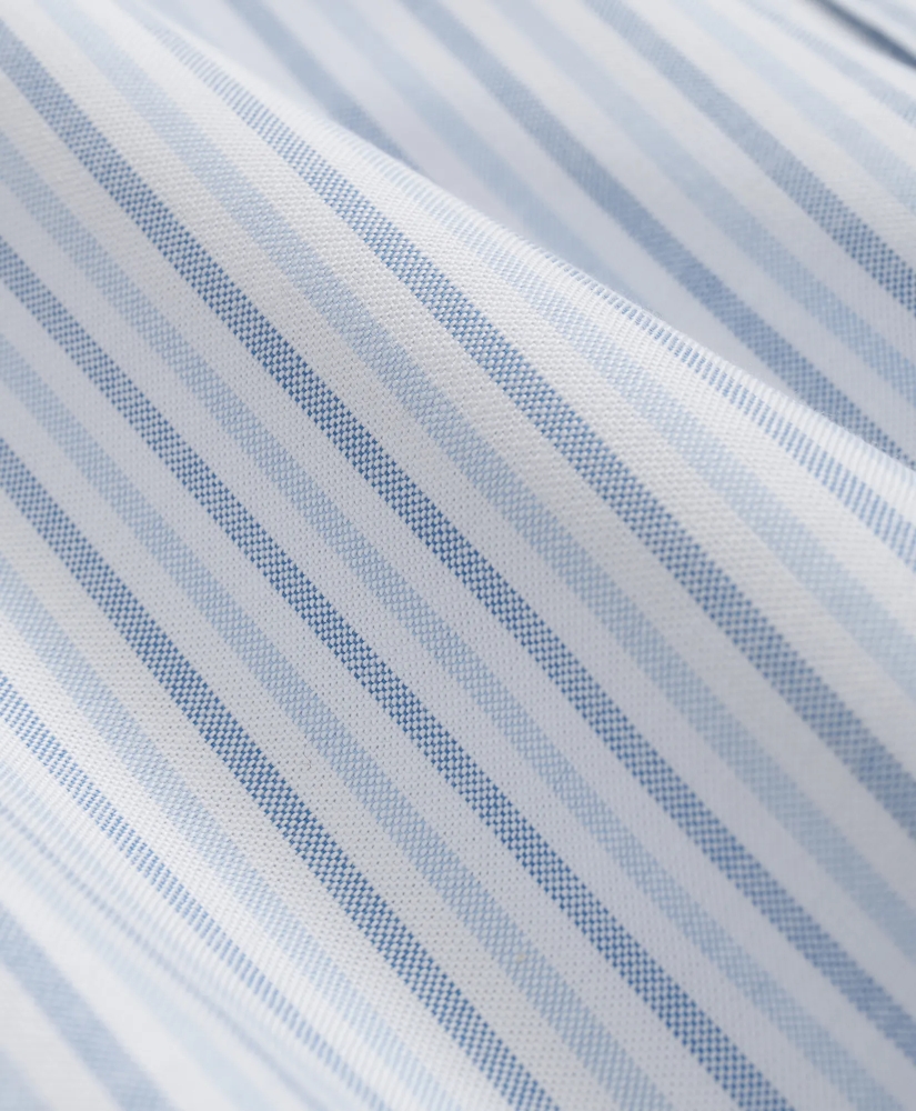 Stretch Cotton Non-Iron Oxford Polo Button-Down Collar, Alternating Stripe Shirt, image 3