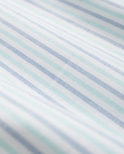 Stretch Cotton Non-Iron Oxford Polo Button-Down Collar, Alternating Stripe Shirt, image 3