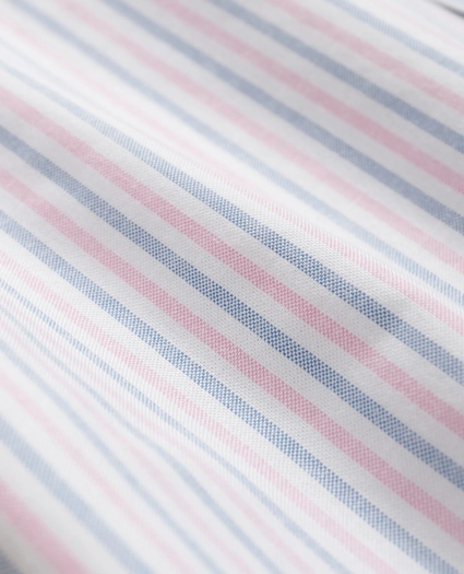 Stretch Cotton Non-Iron Oxford Polo Button-Down Collar, Alternating Stripe Shirt, image 3