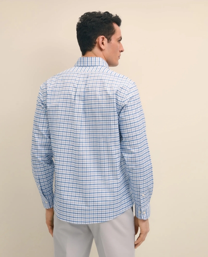 Stretch Cotton Non-Iron Oxford Polo Button-Down Collar, Outline Check Shirt, image 3