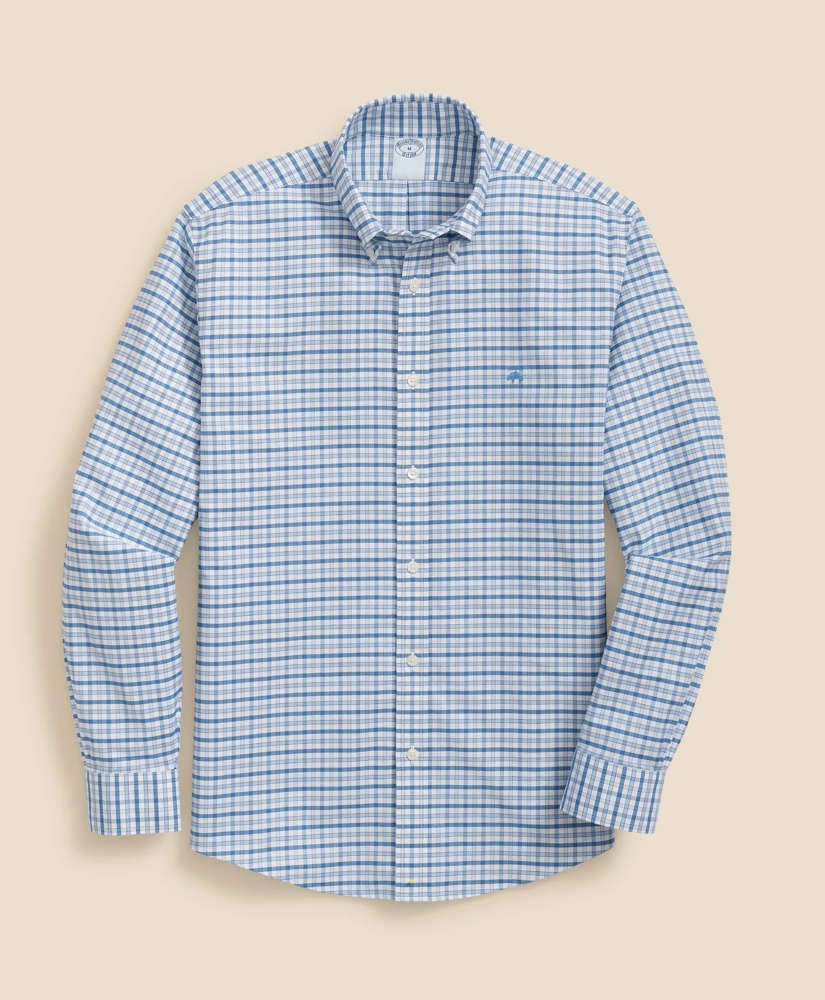 Stretch Cotton Non-Iron Oxford Polo Button-Down Collar, Outline Check Shirt, image 4