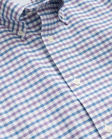 Stretch Cotton Non-Iron Oxford Polo Button-Down Collar, Outline Check Shirt, image 2