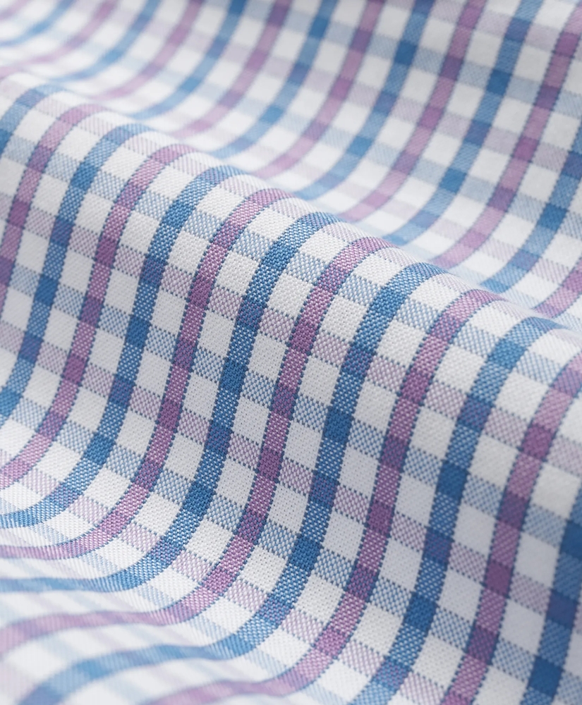 Stretch Cotton Non-Iron Oxford Polo Button-Down Collar, Outline Check Shirt, image 3