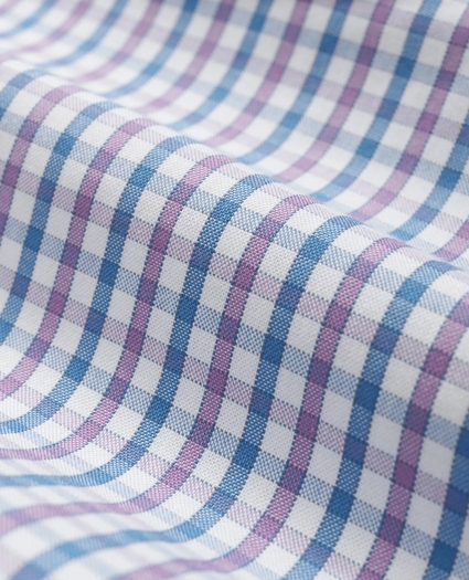 Stretch Cotton Non-Iron Oxford Polo Button-Down Collar, Outline Check Shirt, image 3