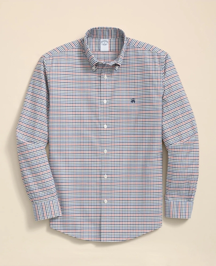 Stretch Non-Iron Oxford Button-Down Collar, Multi-Check Shirt, image 1