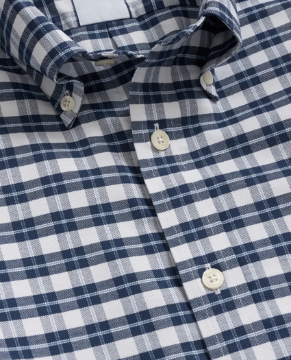 Stretch Cotton Non-Iron Oxford Polo Button Down Collar, Checked Shirt, image 2