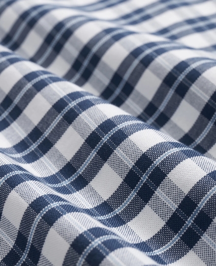 Stretch Cotton Non-Iron Oxford Polo Button Down Collar, Checked Shirt, image 3