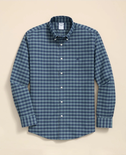 Stretch Non-Iron Oxford Button-Down Collar, Check Shirt, image 1