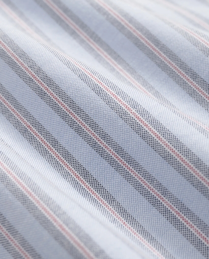 Stretch Cotton Non-Iron Oxford Polo Button Down Collar, Track Stripe Shirt, image 3