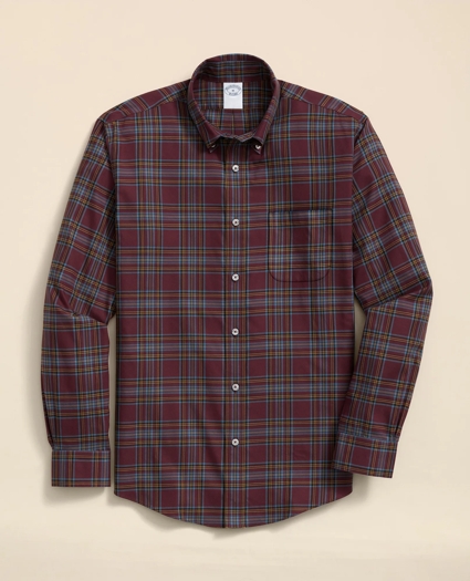 Stretch Supima® Cotton Non-Iron Twill Polo Button Down, Plaid Sport Shirt, image 1