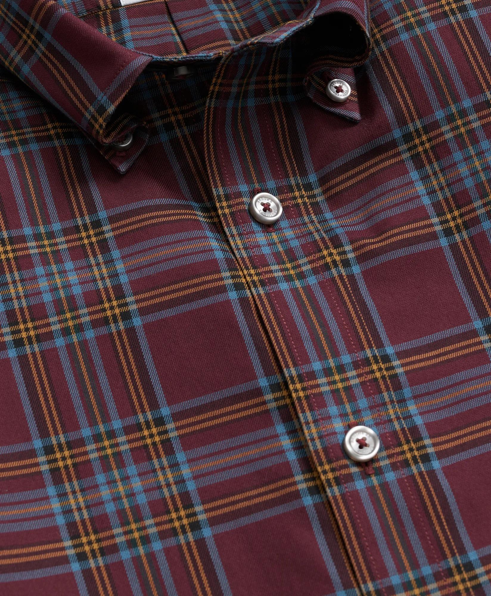 Stretch Supima® Cotton Non-Iron Twill Polo Button Down, Plaid Sport Shirt, image 2