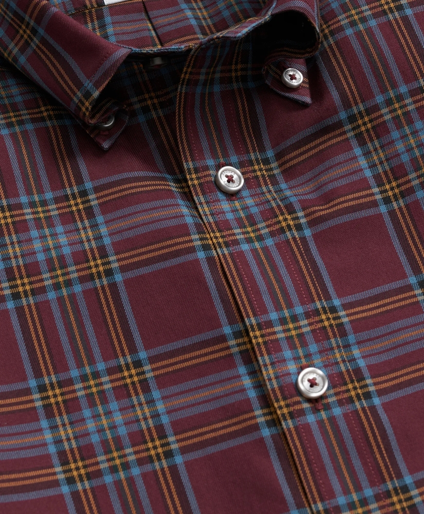 Stretch Supima Cotton Non-Iron Twill Polo Button Down, Plaid Sport