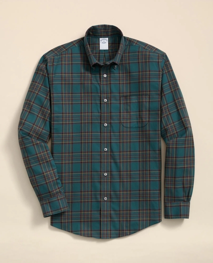 Stretch Supima® Cotton Non-Iron Twill Polo Button Down, Plaid Sport Shirt, image 1