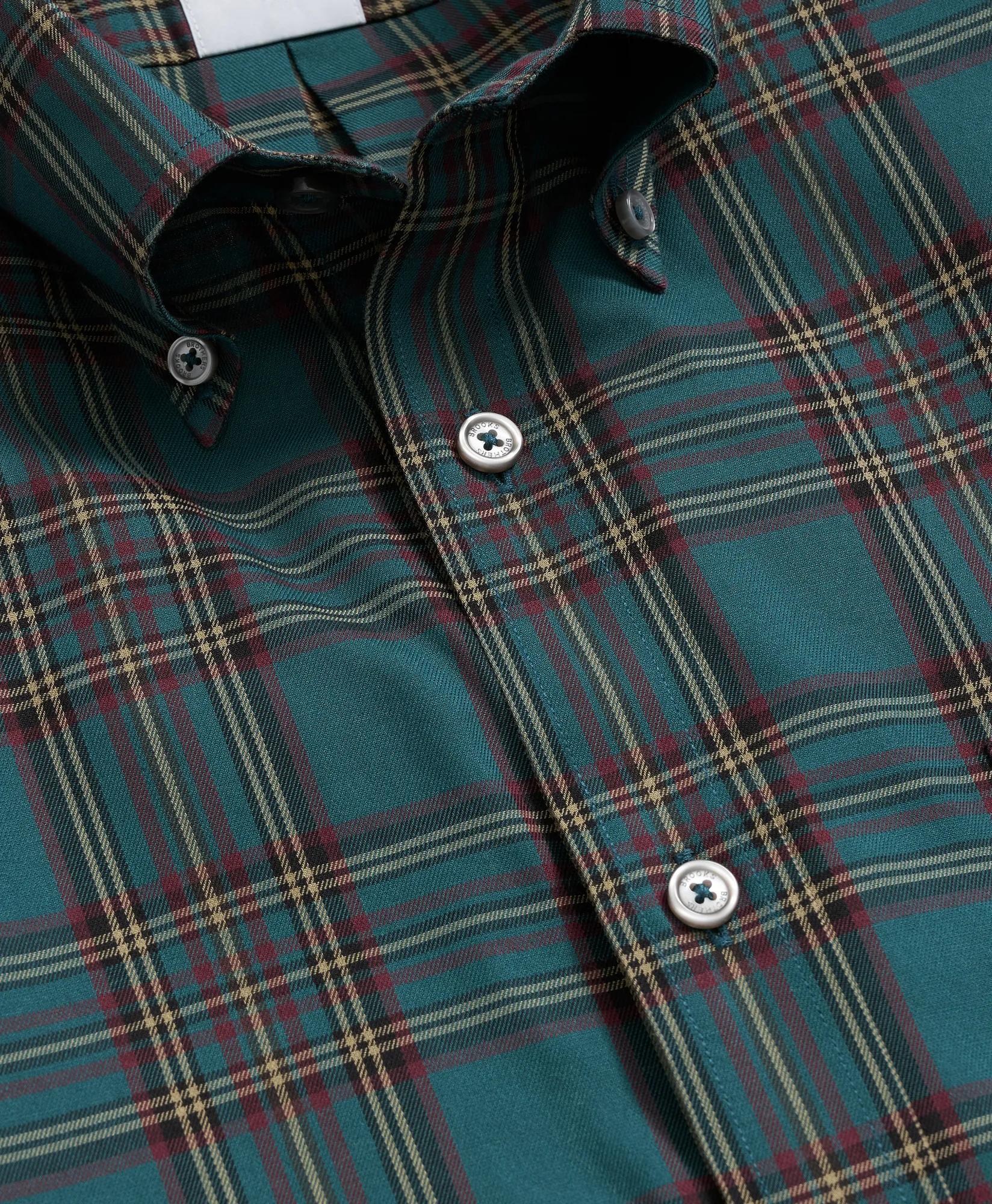 Stretch Supima® Cotton Non-Iron Twill Polo Button Down, Plaid Sport Shirt, image 2