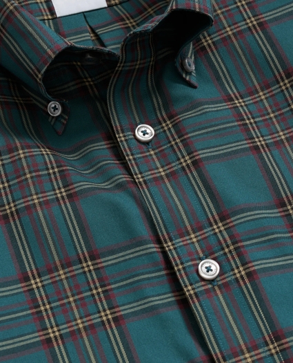 Stretch Supima® Cotton Non-Iron Twill Polo Button Down, Plaid Sport Shirt, image 2