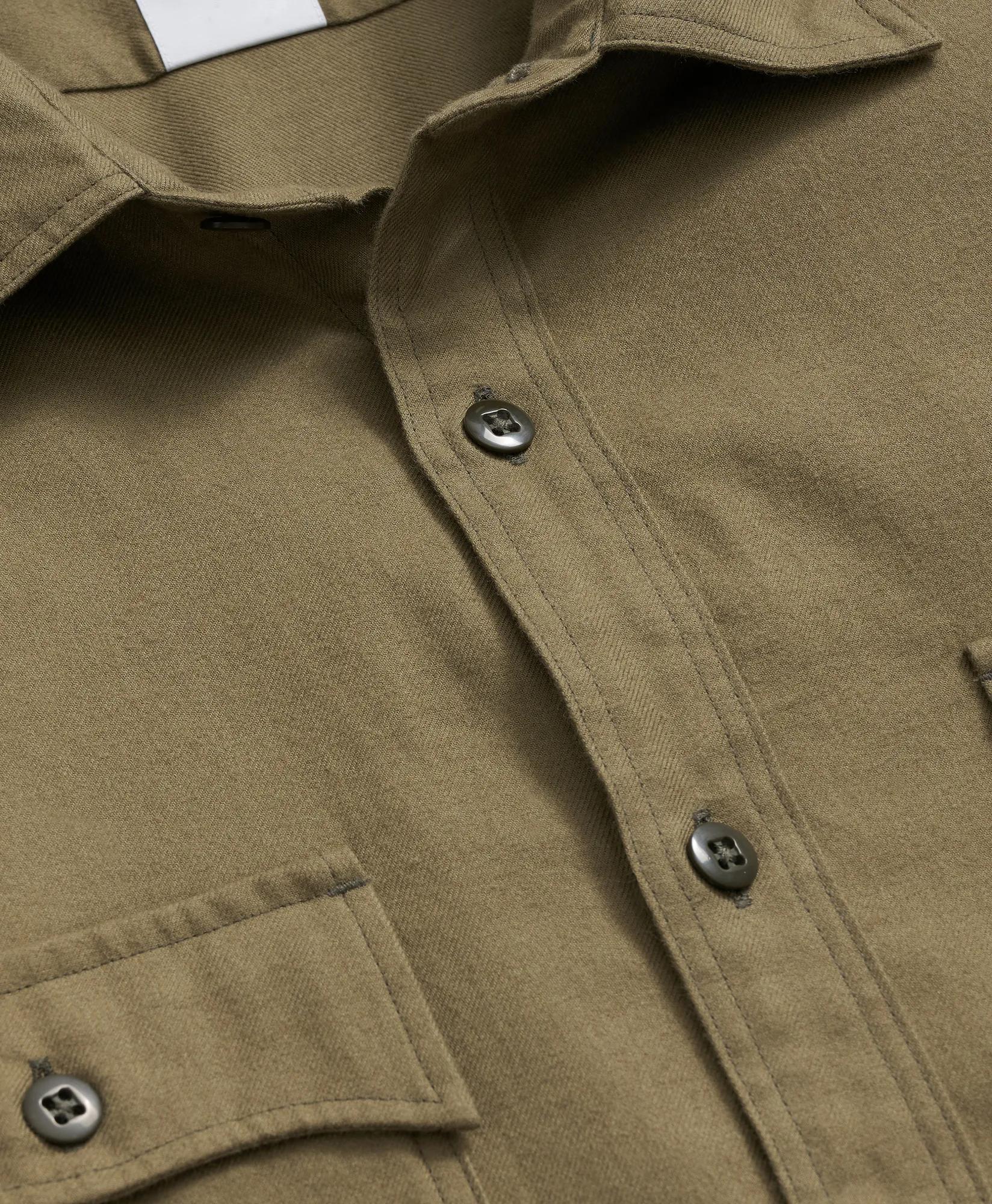Cotton-Cashmere Flannel Military Sport Shirt, image 2