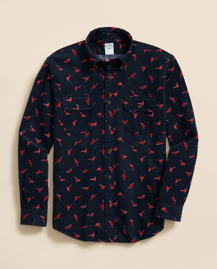 Cotton Corduroy Polo Button-Down Collar Pheasant Sport Shirt, image 1
