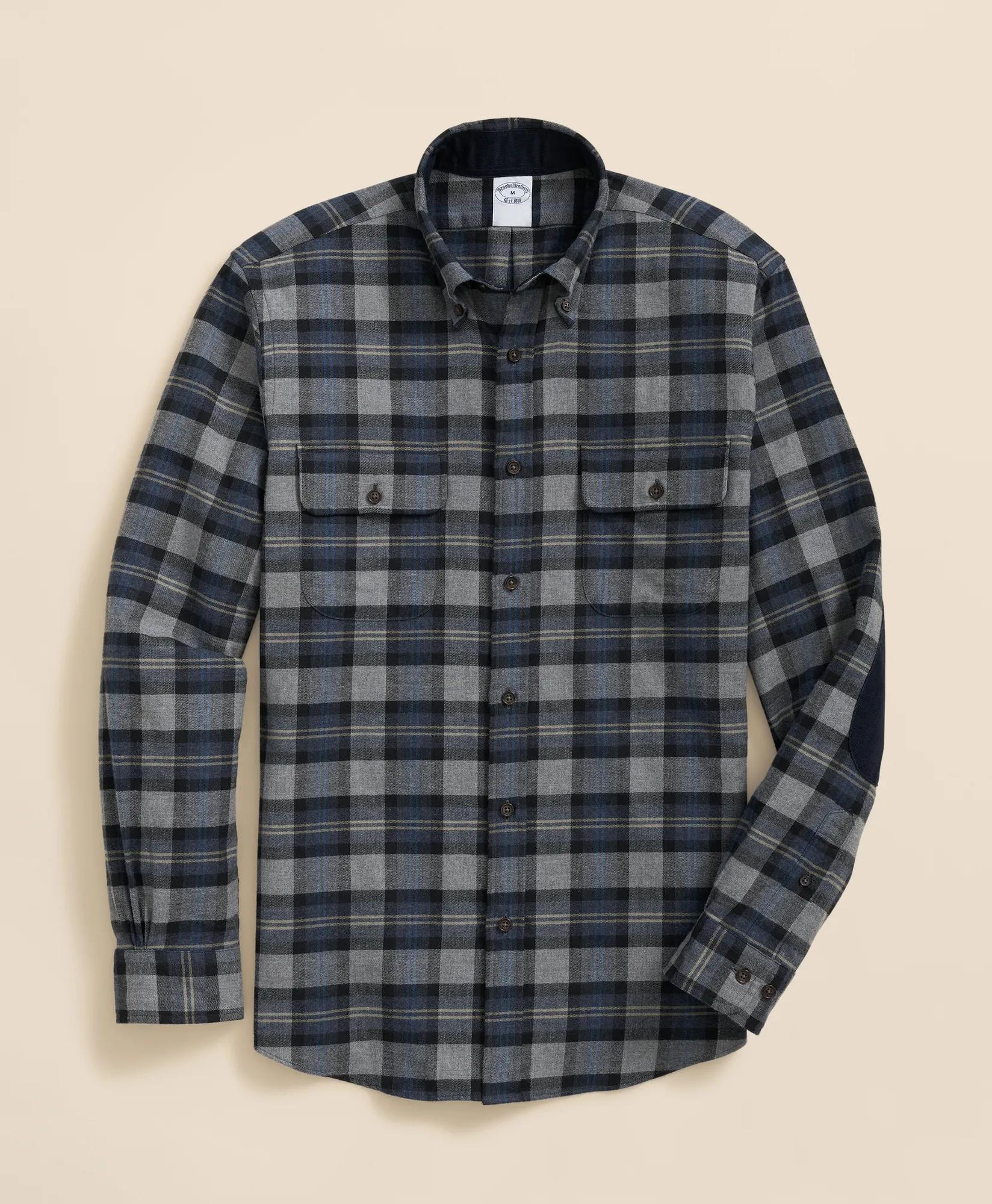 Cotton-Cashmere Flannel Plaid Sport Shirt, image 1