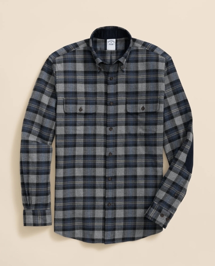 Cotton-Cashmere Flannel Plaid Sport Shirt, image 1