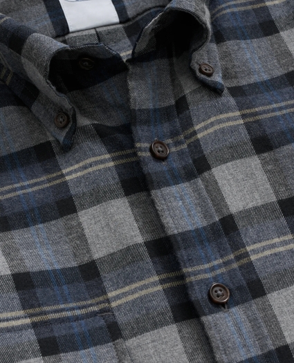Cotton-Cashmere Flannel Plaid Sport Shirt, image 2