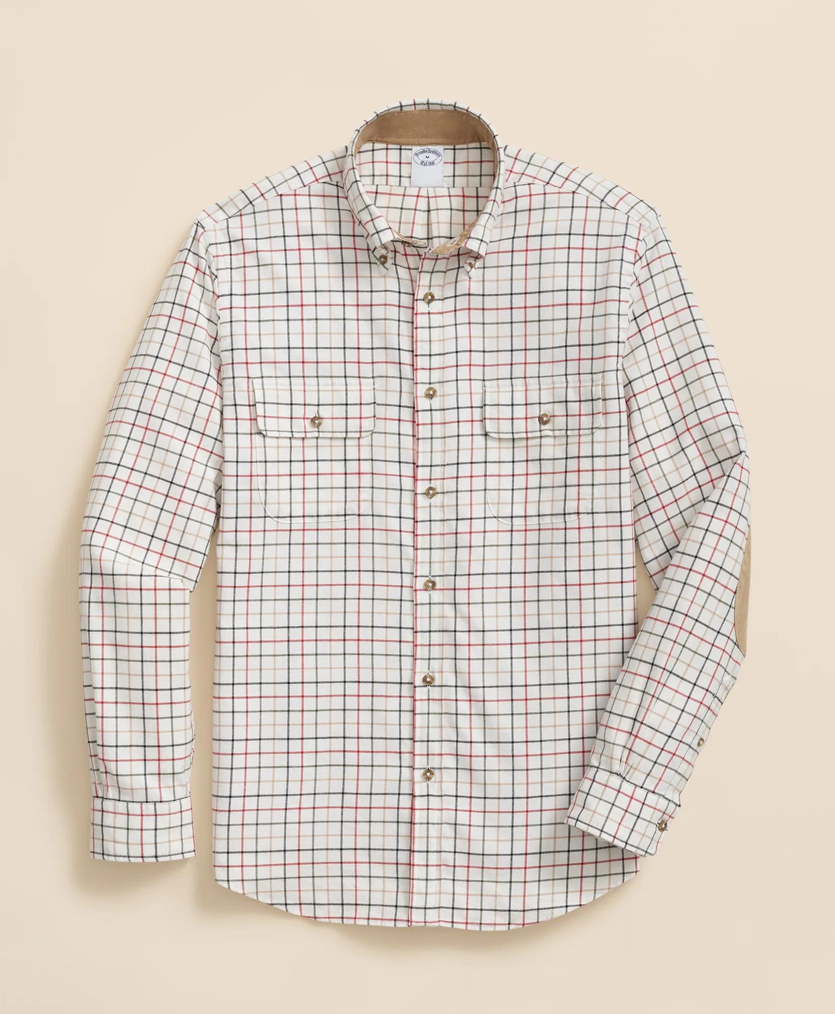 Cotton-Cashmere Flannel Windowpane Sport Shirt, image 1