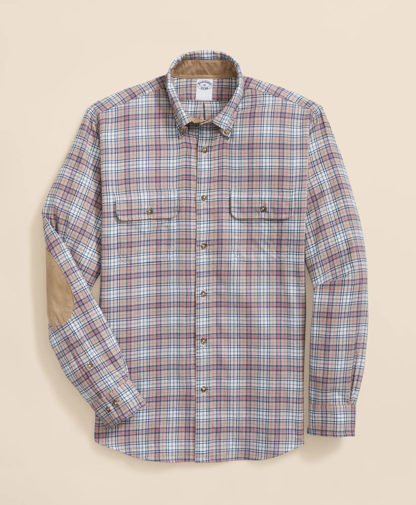 Cotton-Cashmere Flannel Plaid Sport Shirt, image 1