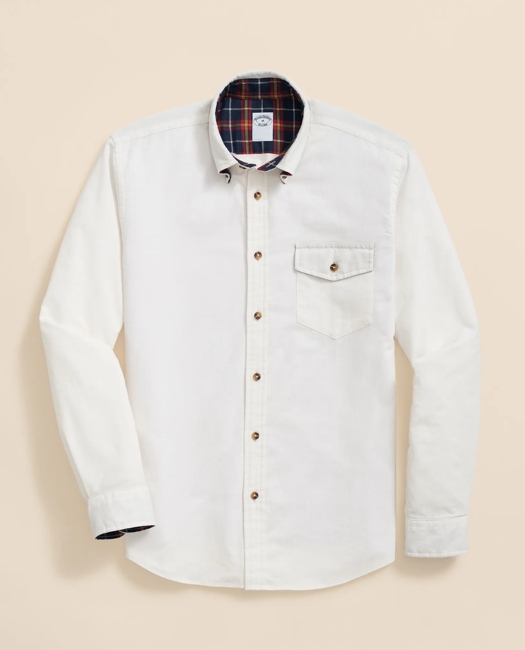 Brooks Brothers Cotton Corduroy Archive Sport Shirt In White