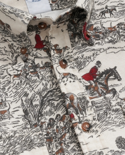 Cotton Flannel Archive Equestrian Print Sport Shirt, image 2