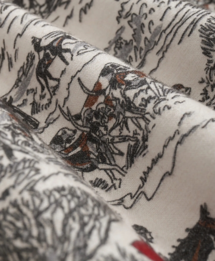 Cotton Flannel Archive Equestrian Print Sport Shirt, image 3