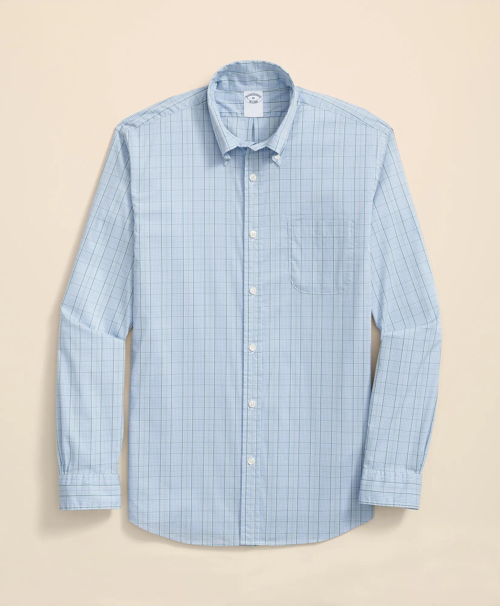 Performance Series Stretch Polo Button-Down Collar, Glen Plaid Sport Shirt, image 1