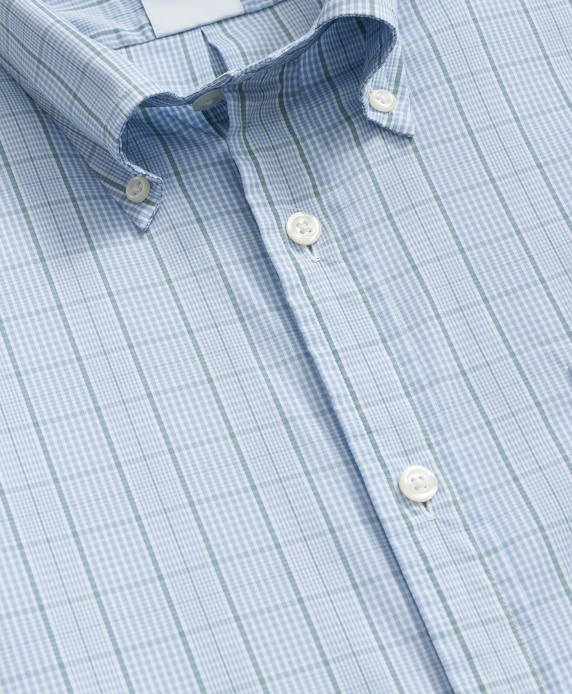 Performance Series Stretch Polo Button-Down Collar, Glen Plaid Sport Shirt