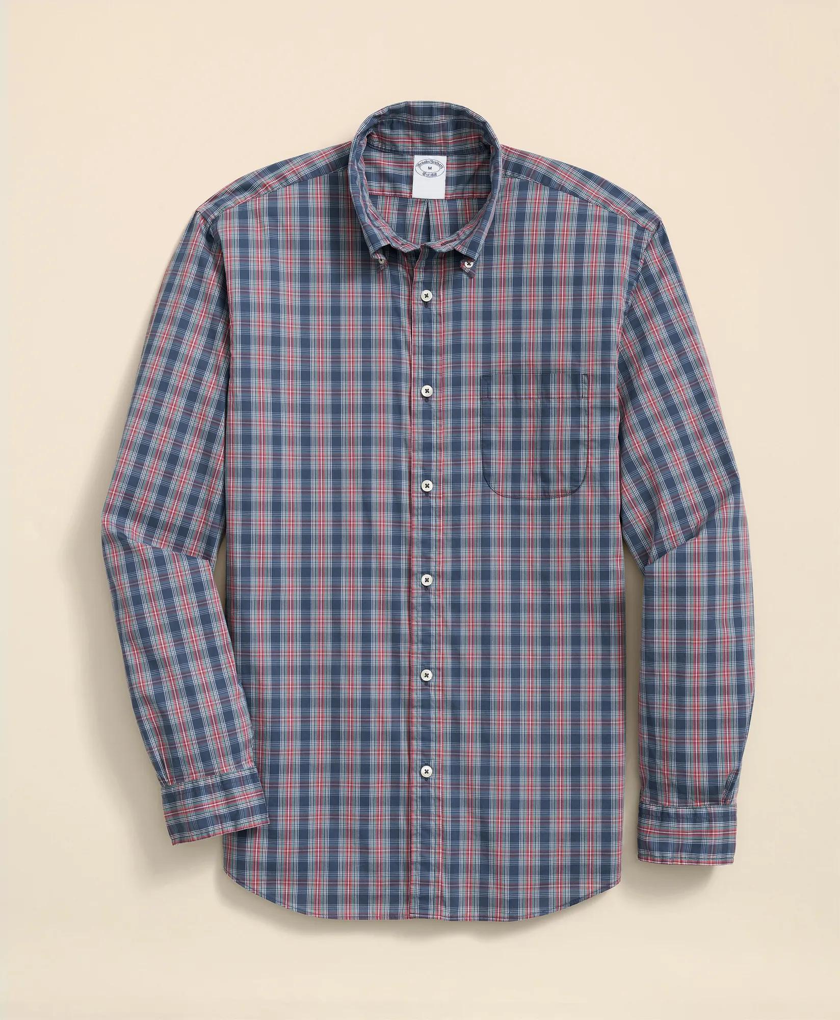 Performance Series Stretch Polo Button-Down Collar, Tartan Sport Shirt, image 1