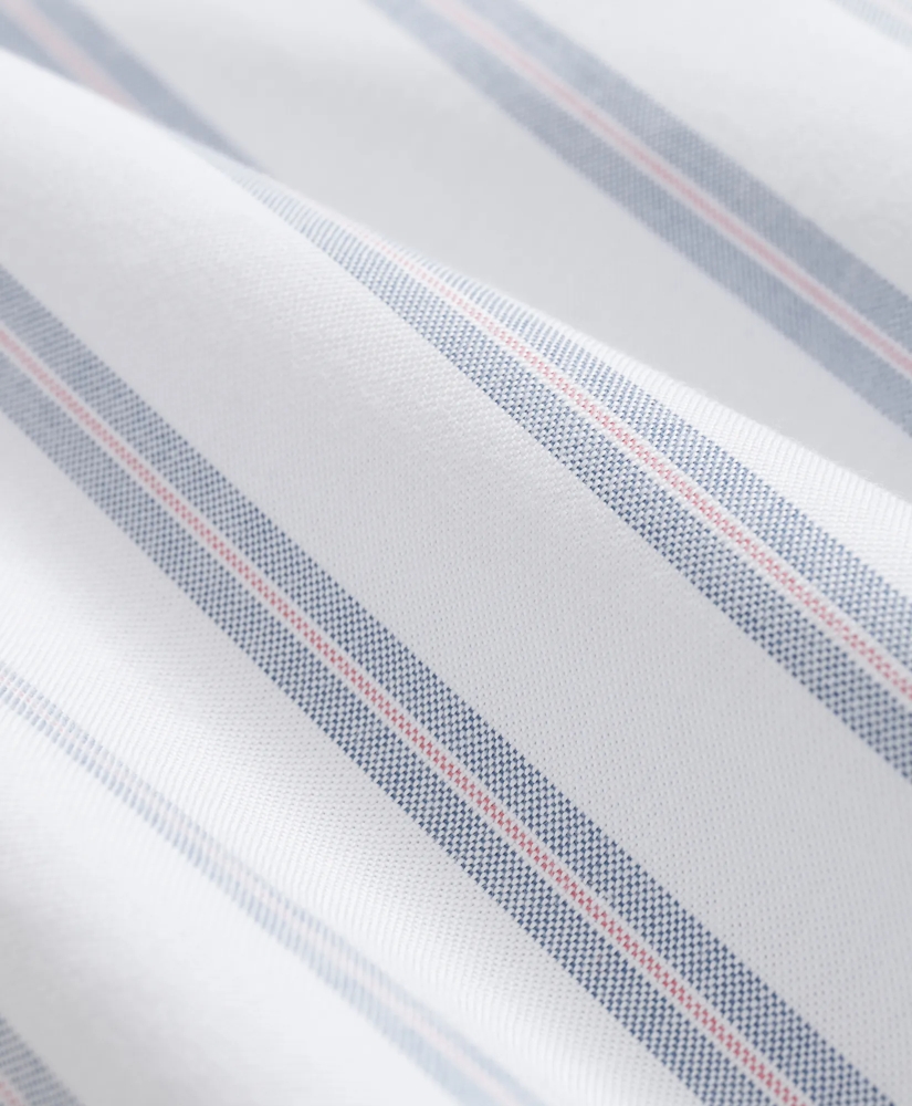 Stretch Cotton Non-Iron Oxford Polo Button Down Collar, Striped Short-Sleeve Shirt, image 3