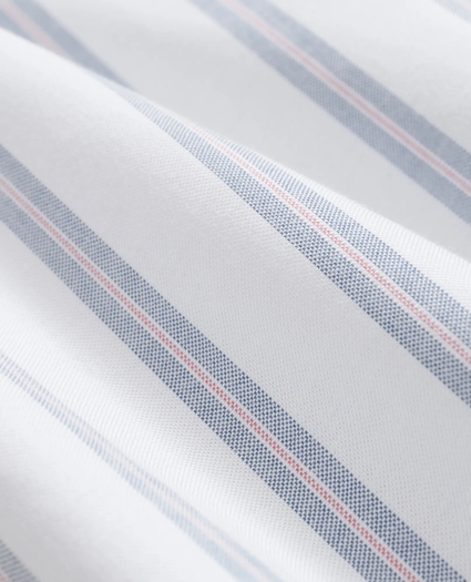 Stretch Cotton Non-Iron Oxford Polo Button Down Collar, Striped Short-Sleeve Shirt, image 3