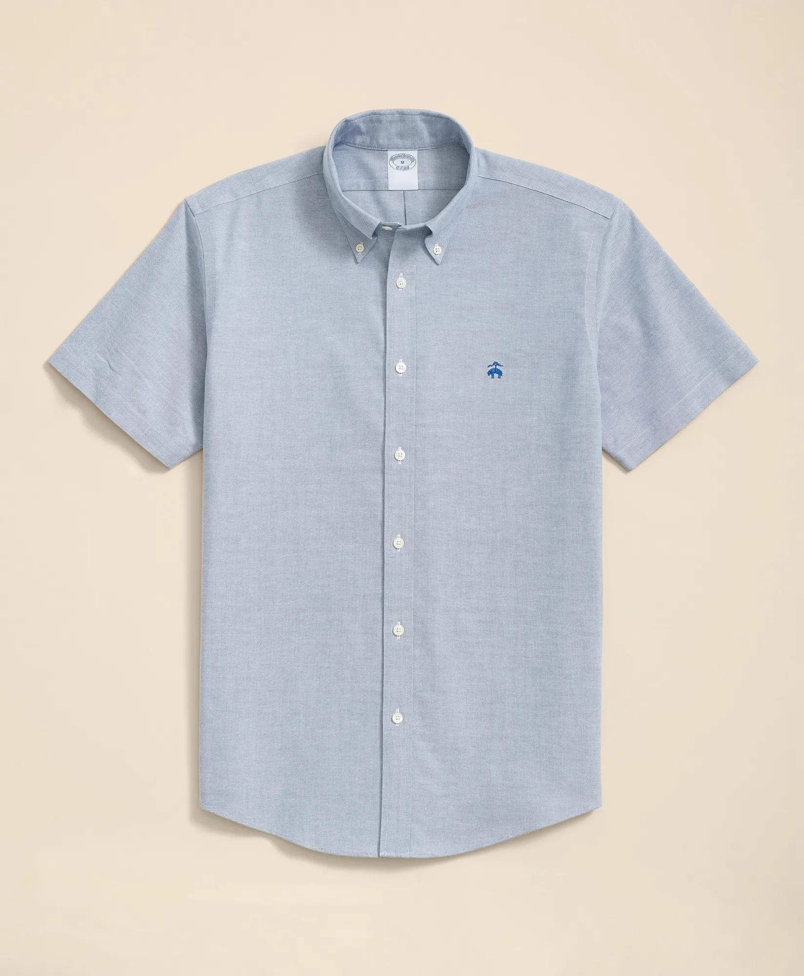 Stretch Non-Iron Oxford Button-Down Collar, Short Sleeve Shirt, image 1