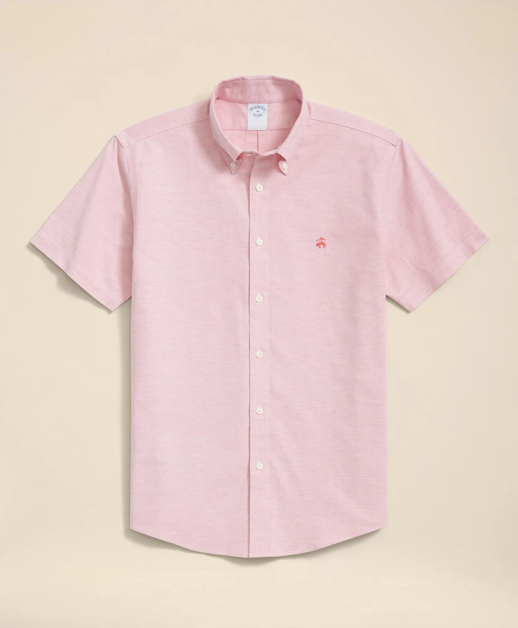 Stretch Non-Iron Oxford Button-Down Collar, Short Sleeve Shirt, image 1