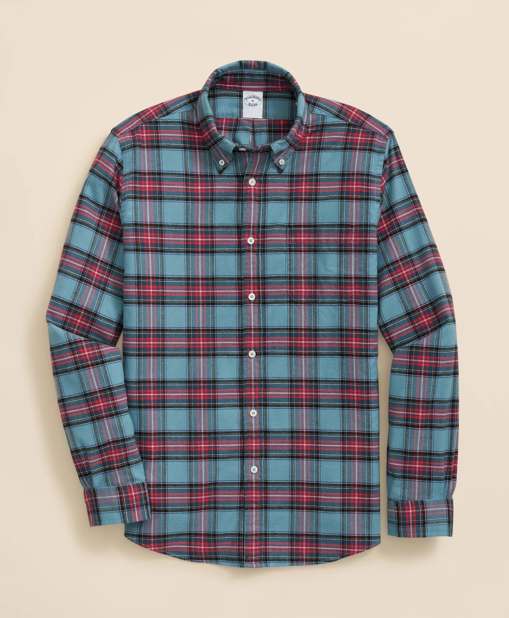 Portuguese Flannel Polo Button Down Collar, Stewart Tartan Shirt, image 1