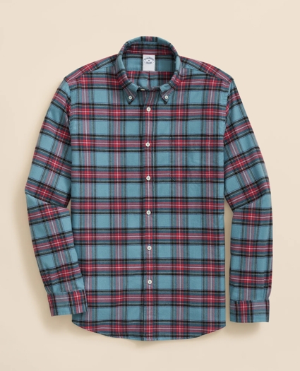Portuguese Flannel Polo Button Down Collar, Stewart Tartan Shirt, image 1