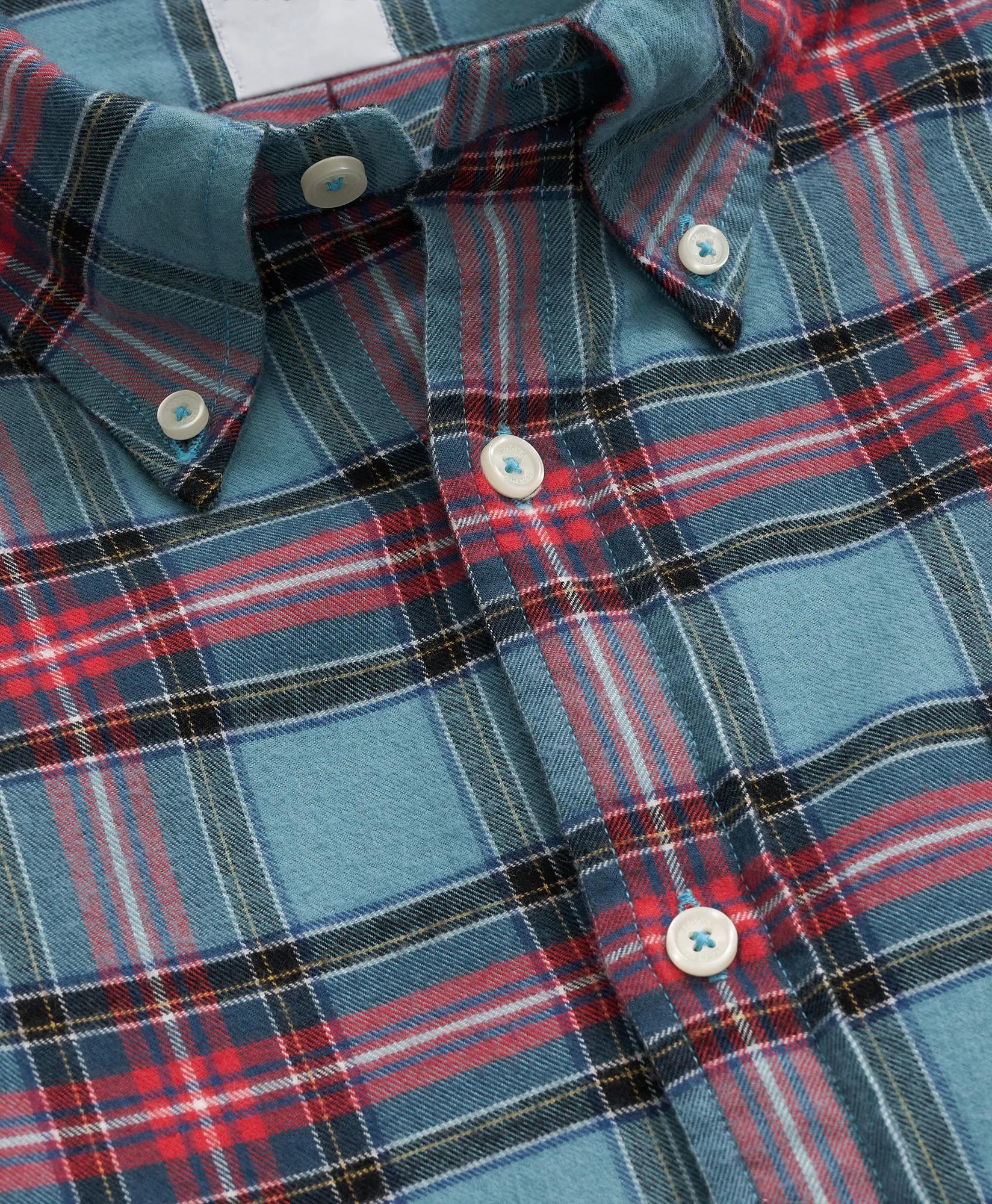 Portuguese Flannel Polo Button Down Collar, Stewart Tartan Shirt, image 2