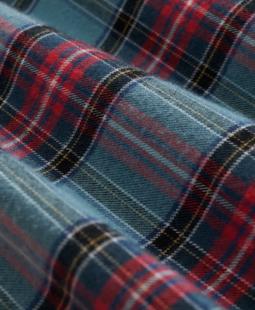 Portuguese Flannel Polo Button Down Collar, Stewart Tartan Shirt, image 3