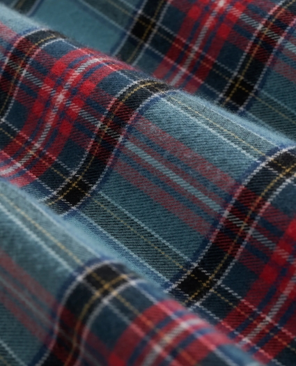 Portuguese Flannel Polo Button Down Collar, Stewart Tartan Shirt, image 3