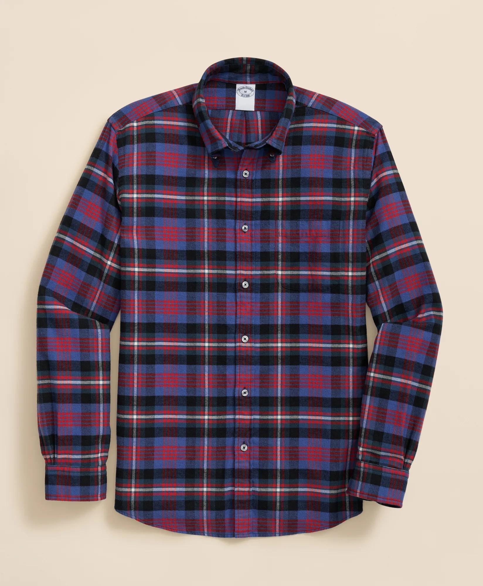 Portuguese Flannel Polo Button Down Collar, Bright Plaid Shirt, image 1