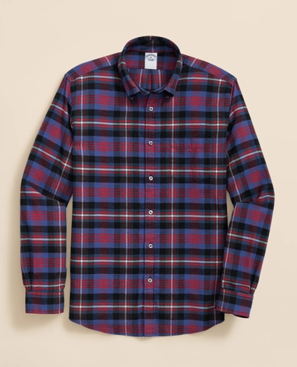 Portuguese Flannel Polo Button Down Collar, Bright Plaid Shirt, image 1